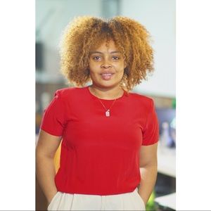 VINTAGE GANTOS 100% Silk Red Blouse Size Petite